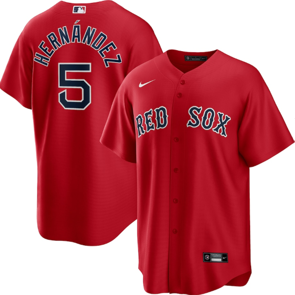 Men's Boston Red Sox #5 Kiké Hernández Red Cool Base Stitched Baseball Jersey
